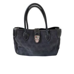 Dooney & Bourke Handbag Signature Leather Canvas Logo Black